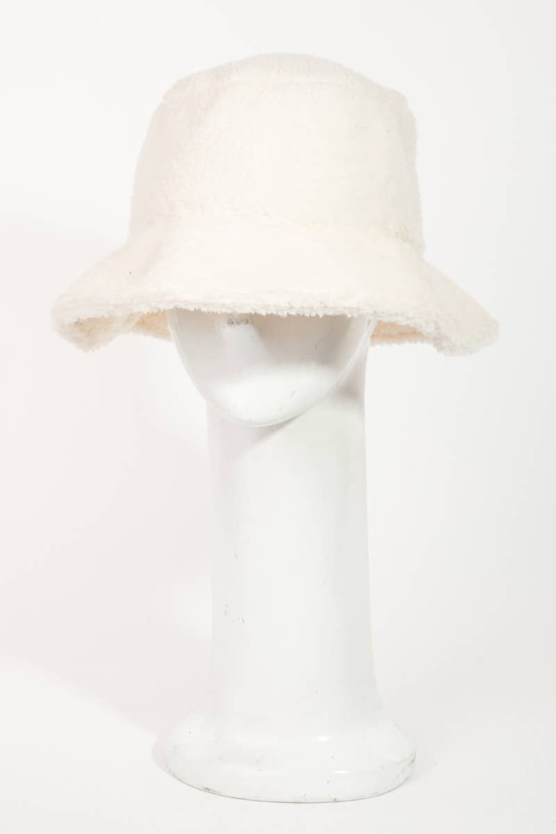 Solid Sherpa Teddy Fleece Bucket Hat