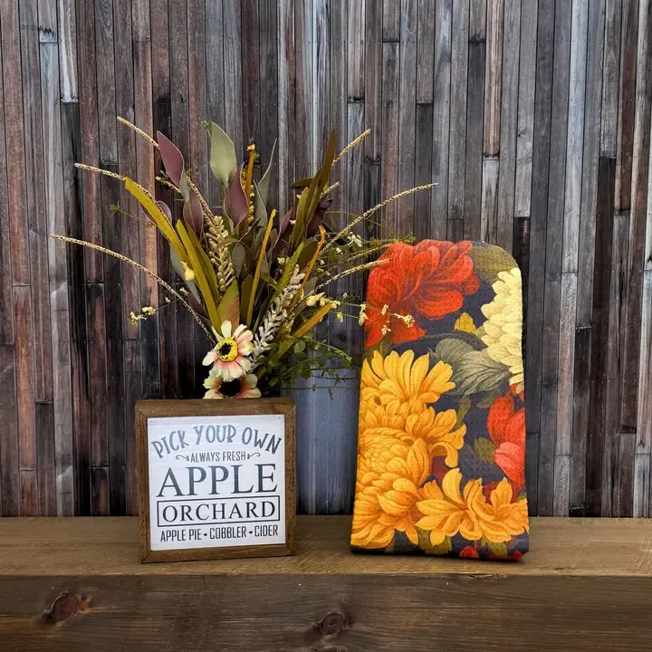 Large Autumn Flowers Kitchen Waffle Towels