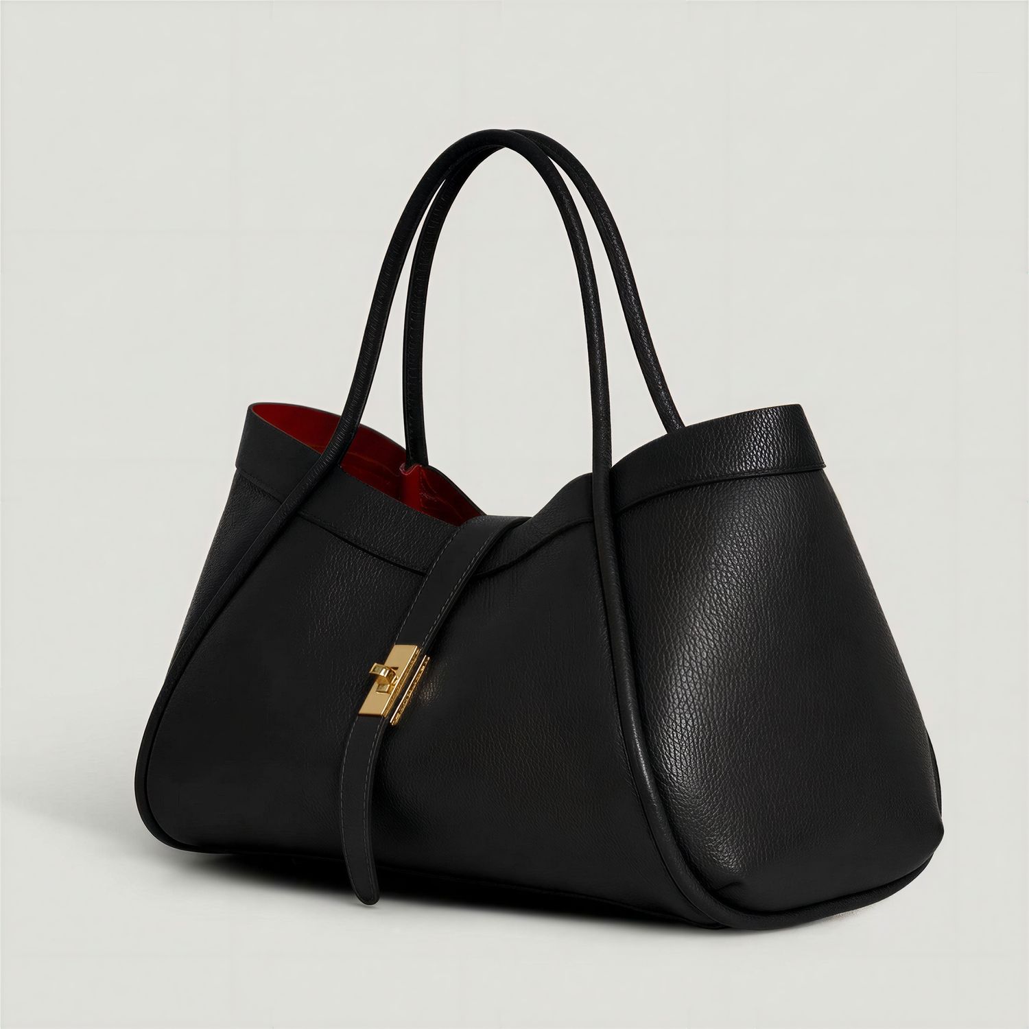 Elegant Large Genuine Leather Bag, Colore: Nero