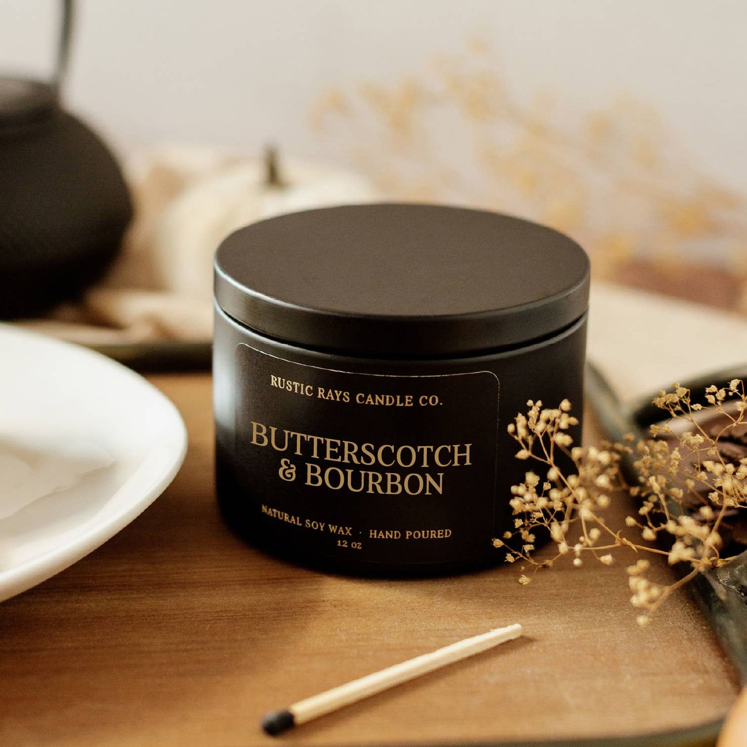 Butterscotch &amp; Bourbon 12 oz Soy Candle