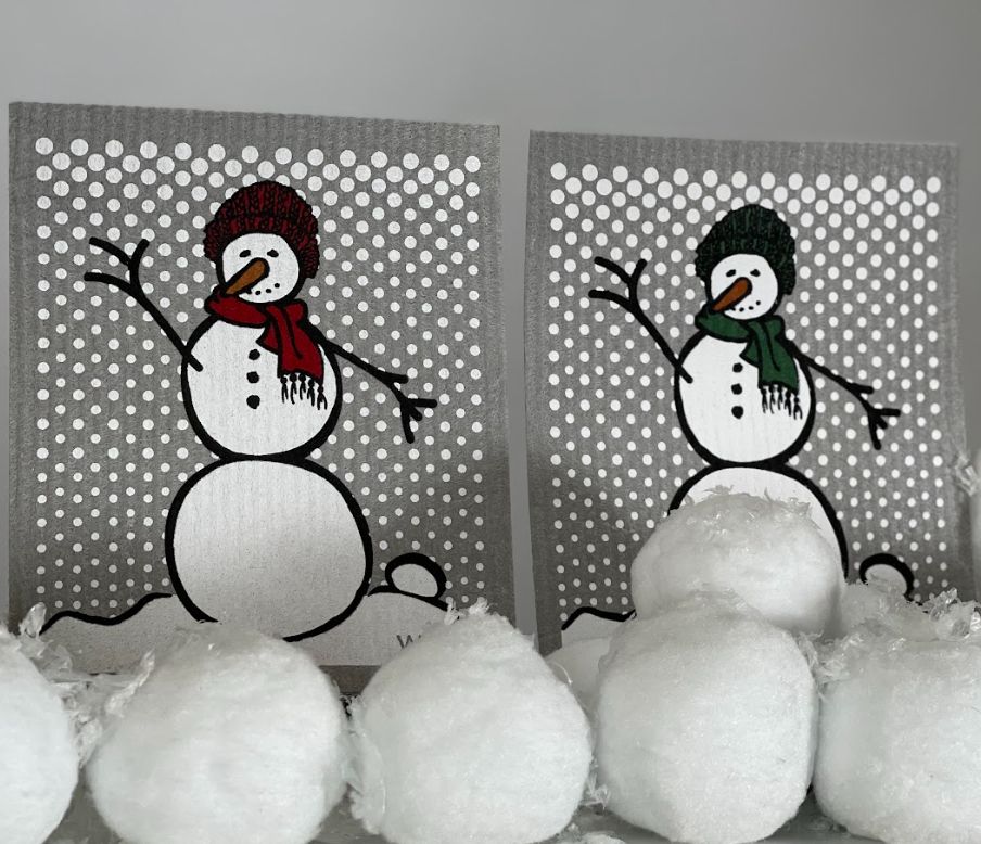 Snowman Red Gray Swedish Cloth