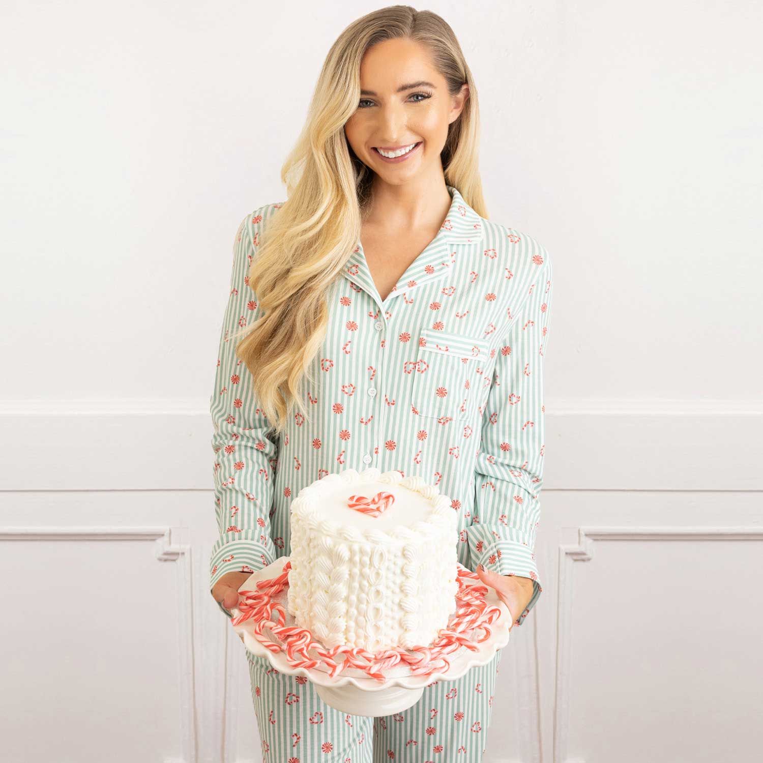 Candy Cane Cottage Print Christmas Pajama Set