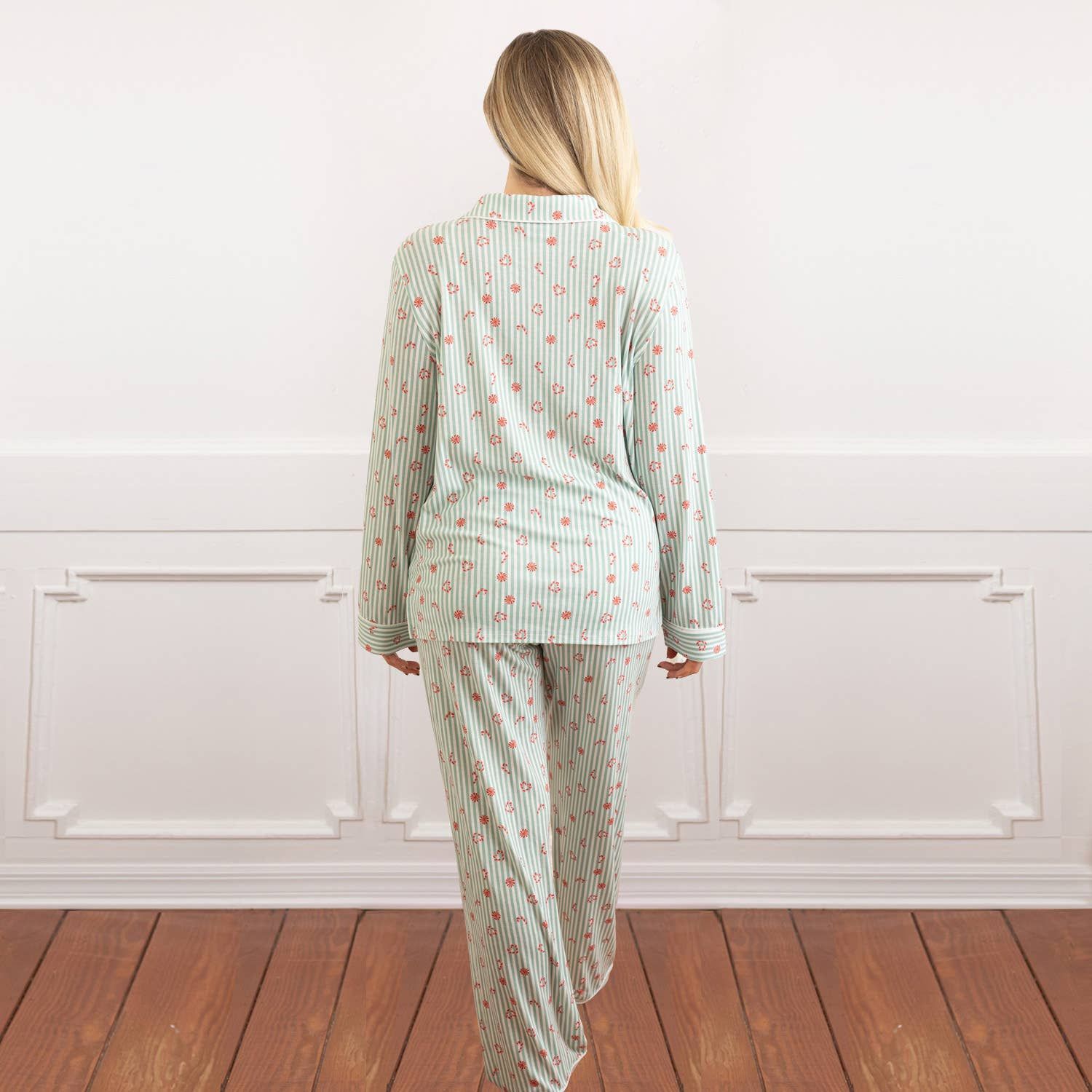 Candy Cane Cottage Print Christmas Pajama Set