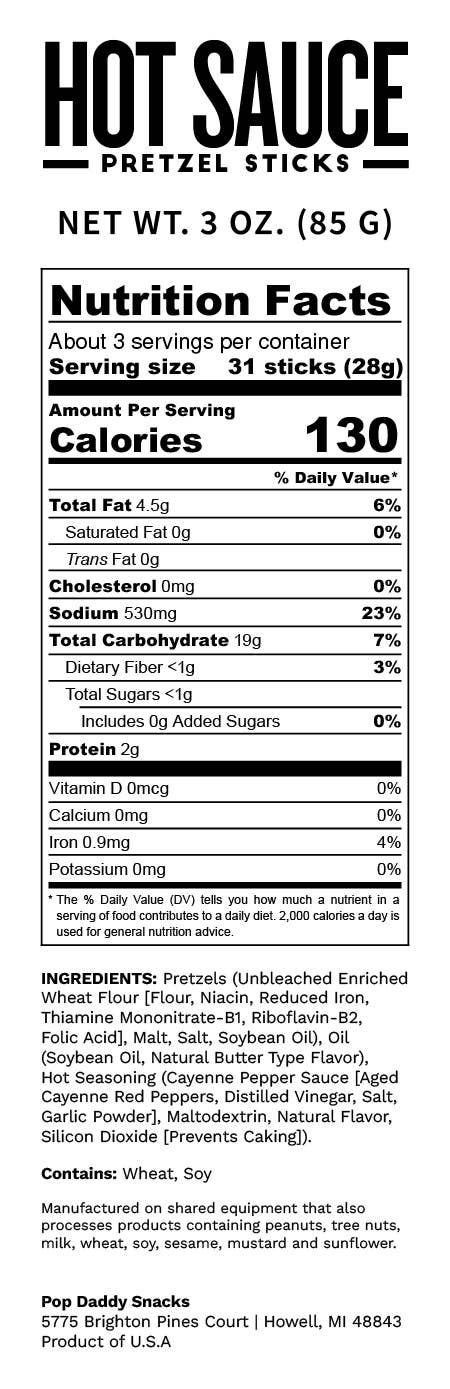 Seasoned Pretzels - 3oz - Hot Sauce