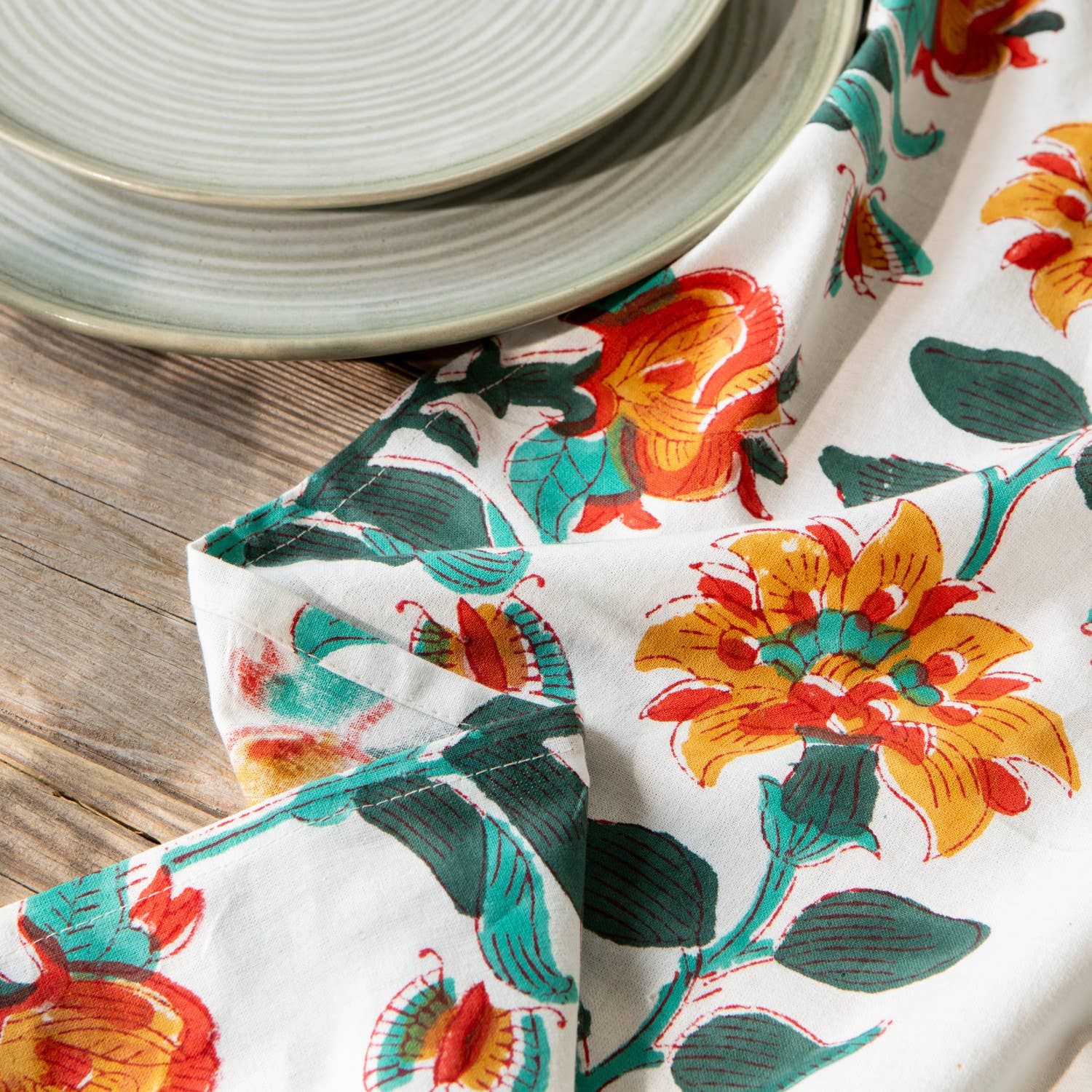 Heirloom Marigold Block Print Dishtowel