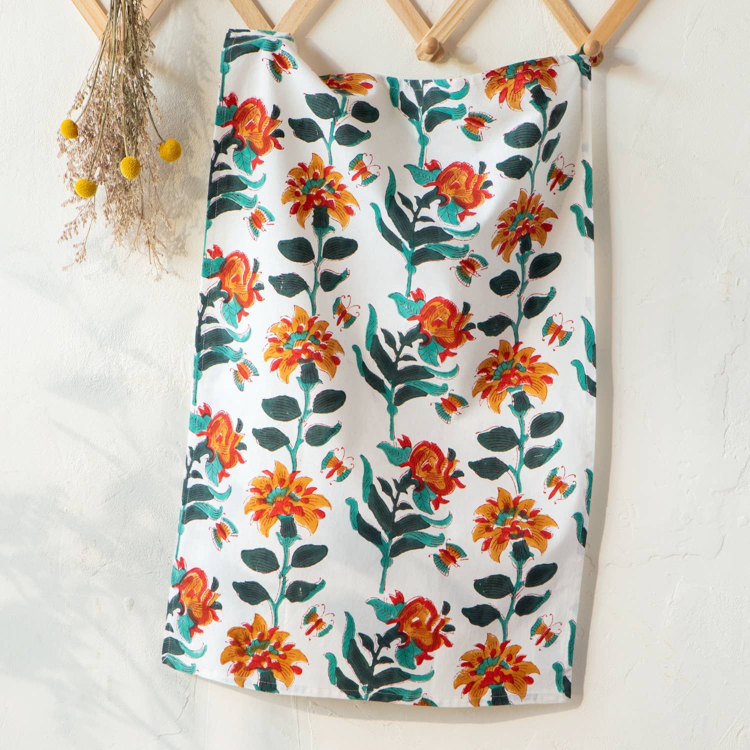 Heirloom Marigold Block Print Dishtowel