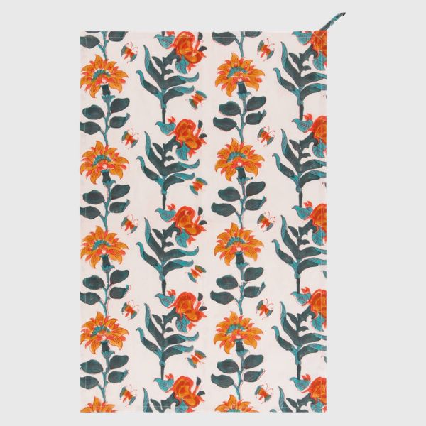 Heirloom Marigold Block Print Dishtowel