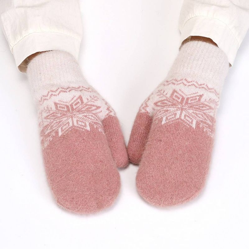 Neutral Jacquard Knitted Gloves