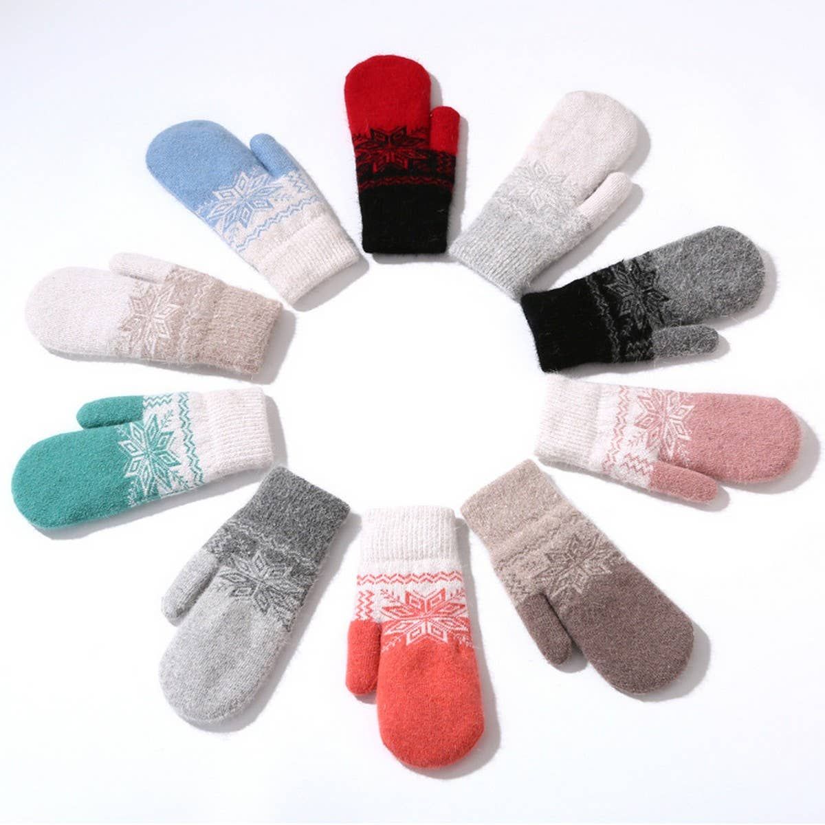 Neutral Jacquard Knitted Gloves
