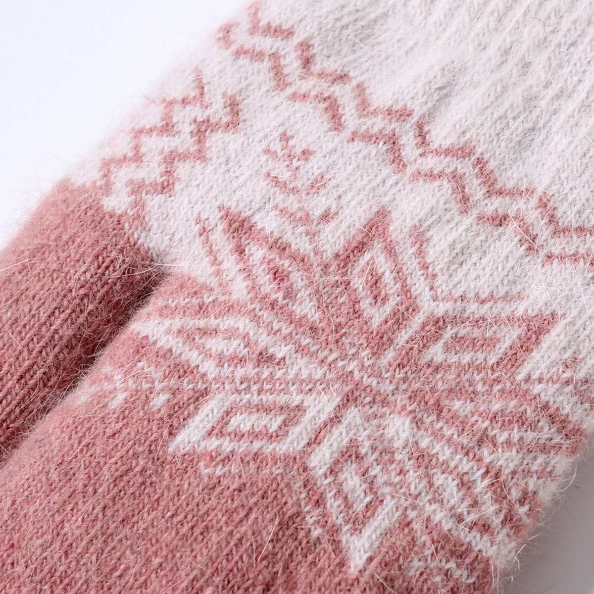 Neutral Jacquard Knitted Gloves
