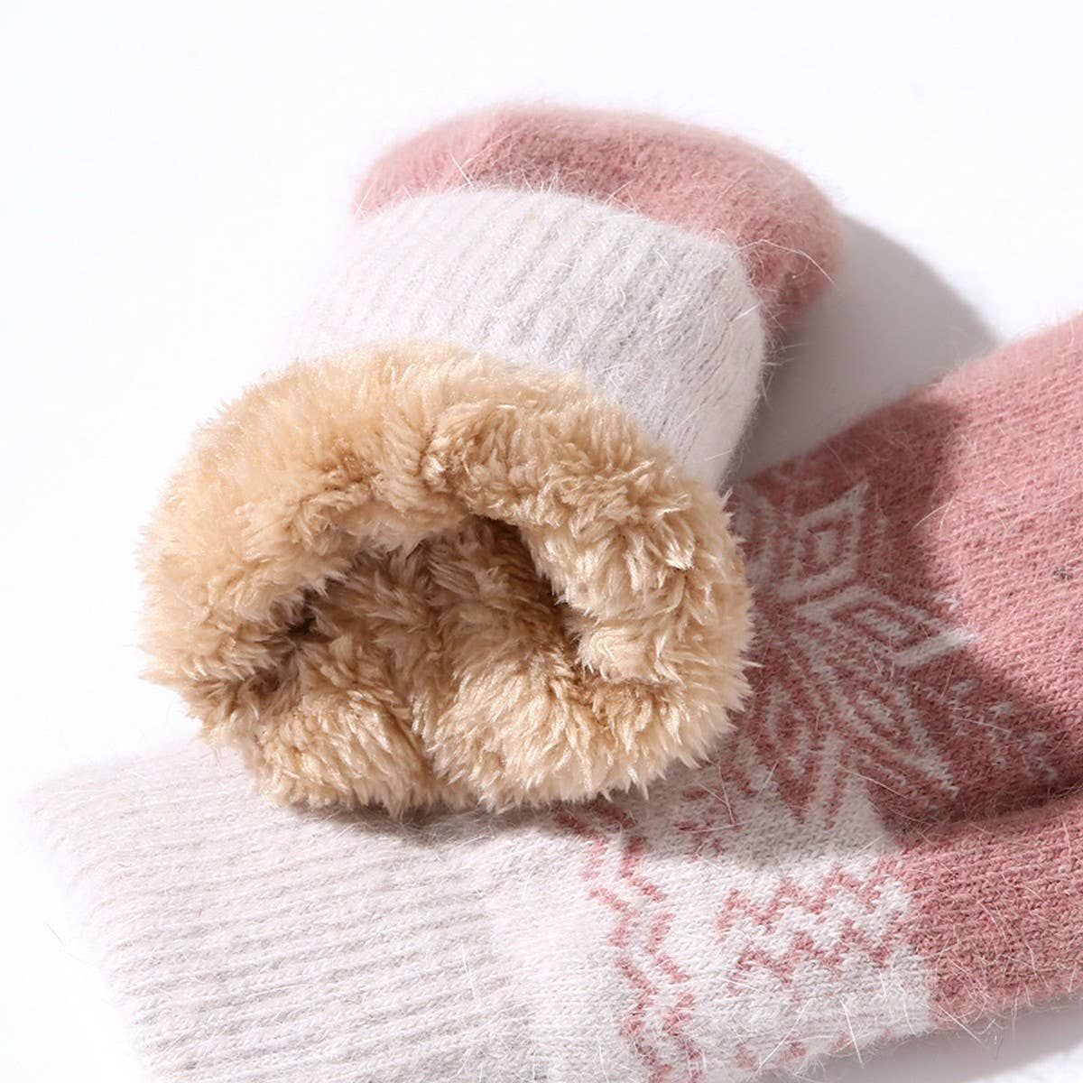 Neutral Jacquard Knitted Gloves