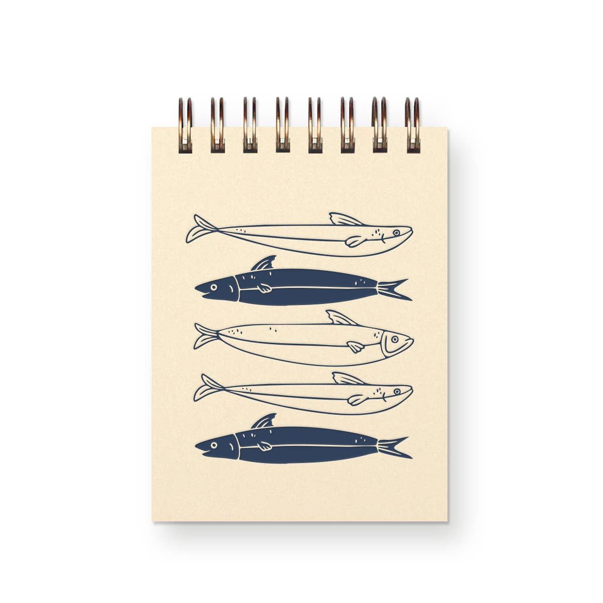 Fishes Mini Jotter Notebook, Color: French Vanilla | Deep Blue Ink