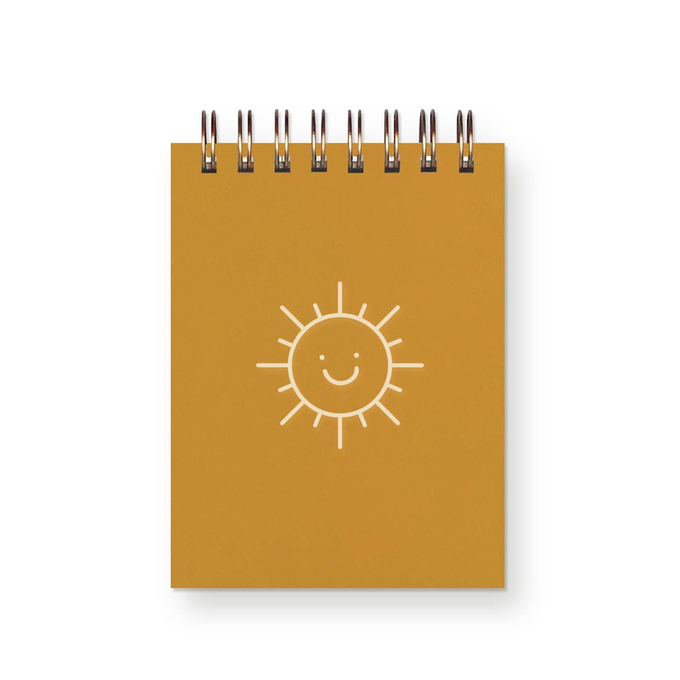Smiling Sunshine Mini Jotter Notebook, Color: Saffron Cover | White Ink