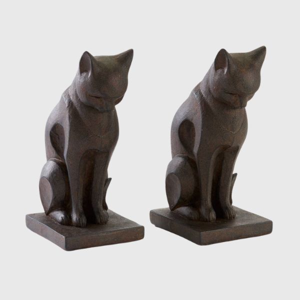 Dark Brown Cat Bookends