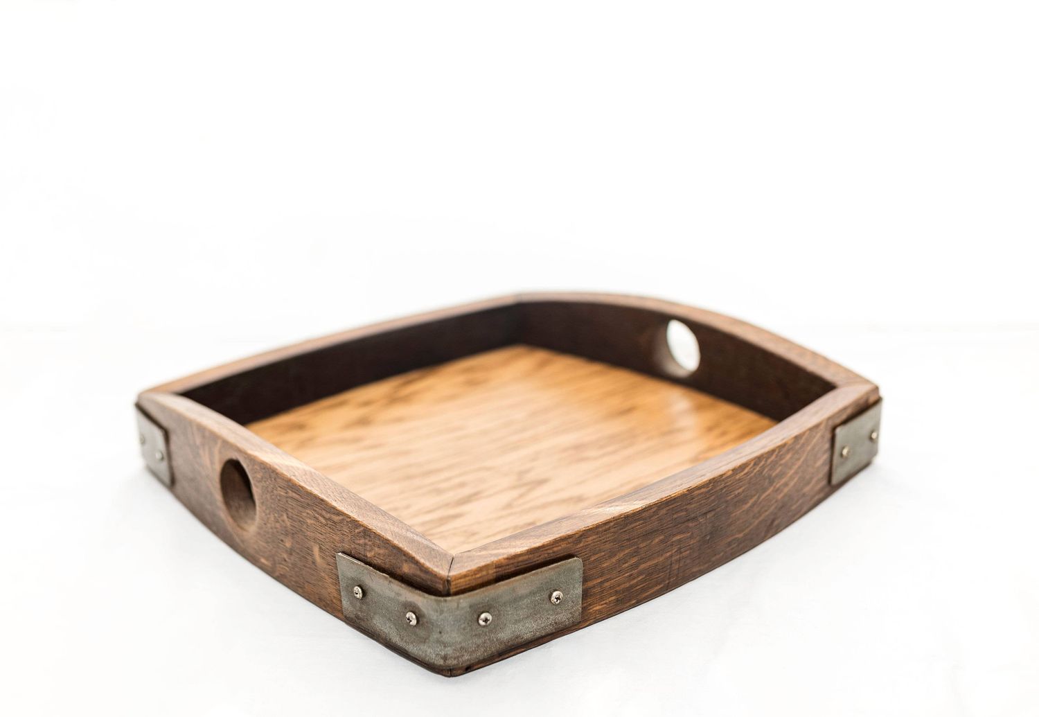 Vino Oak Tray - Square, Size &amp; Finish: Vino Oak Tray - Small Square - Walnut Stain