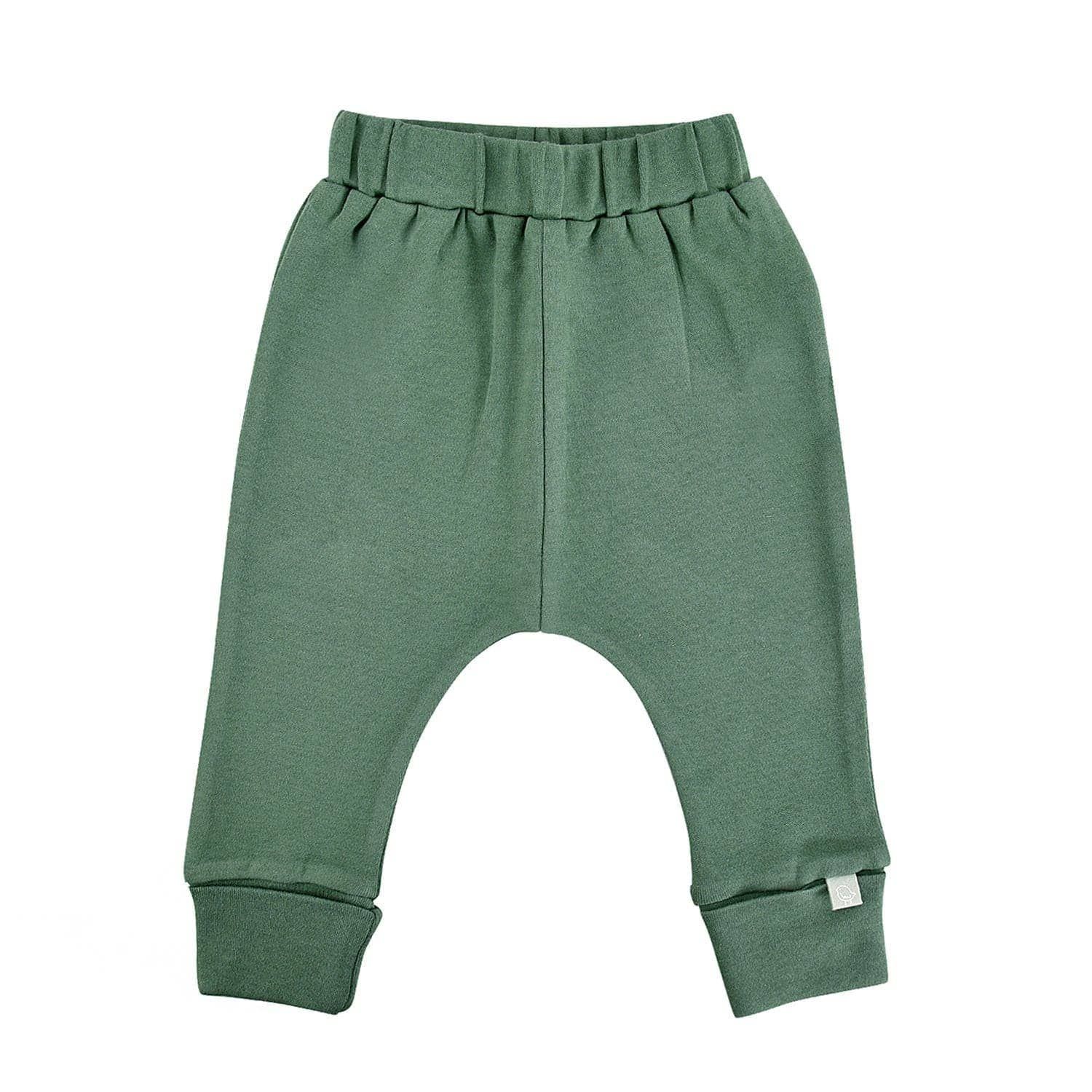 Cuffed pants organic baby| Basil Green