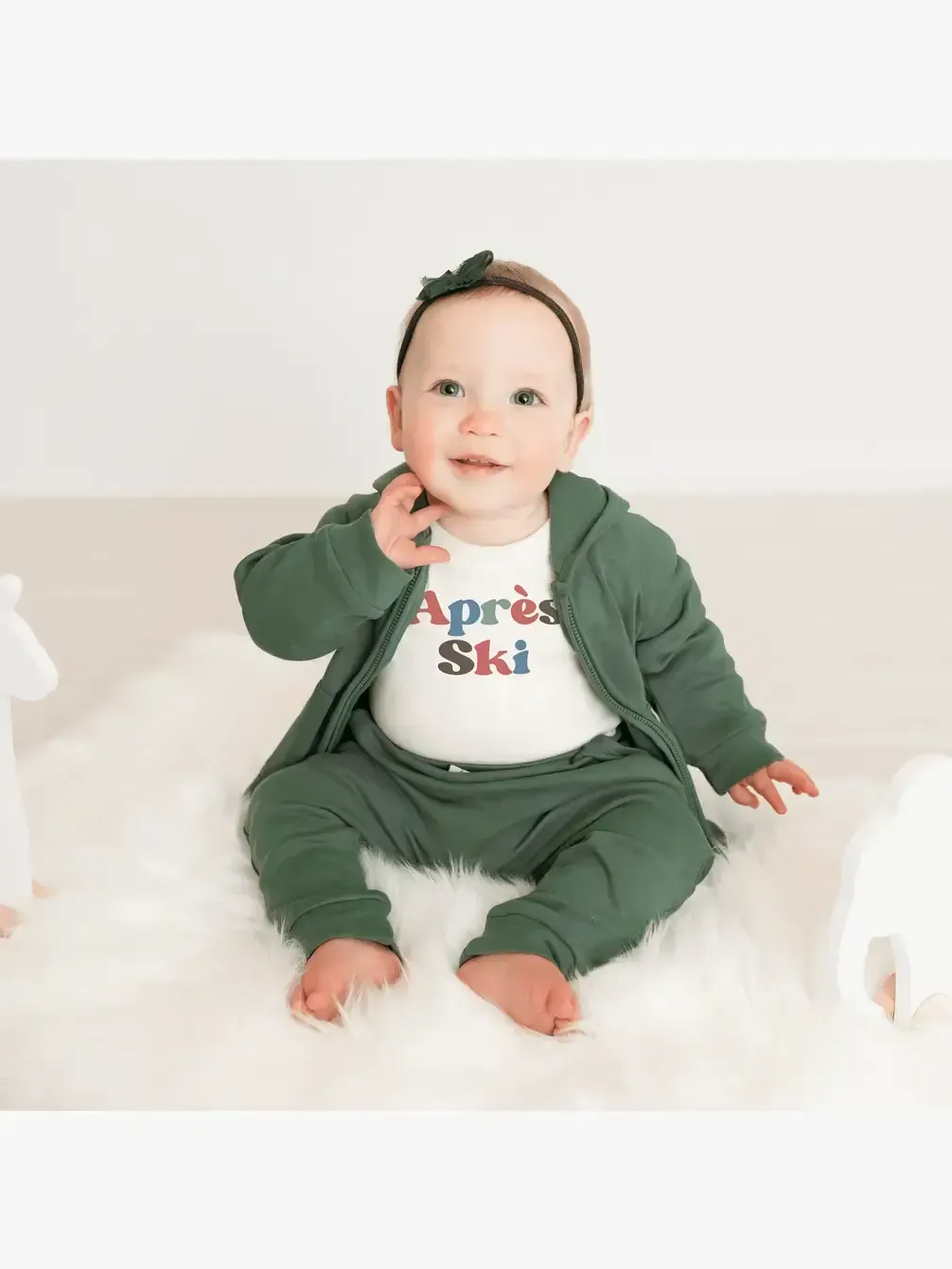Cuffed pants organic baby| Basil Green