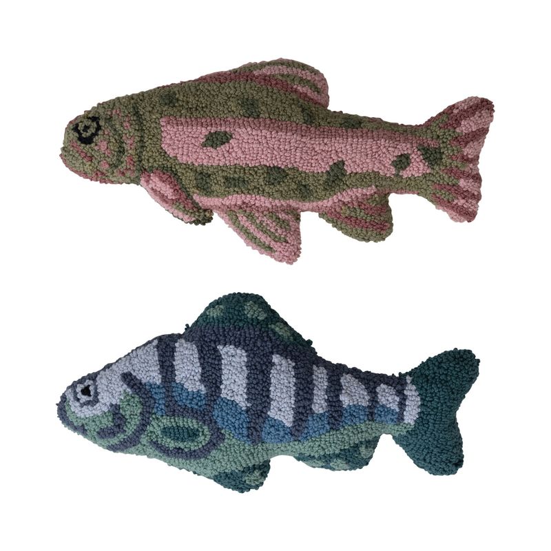 Woven Cotton Fish Shaped Pillow, 2 Styles