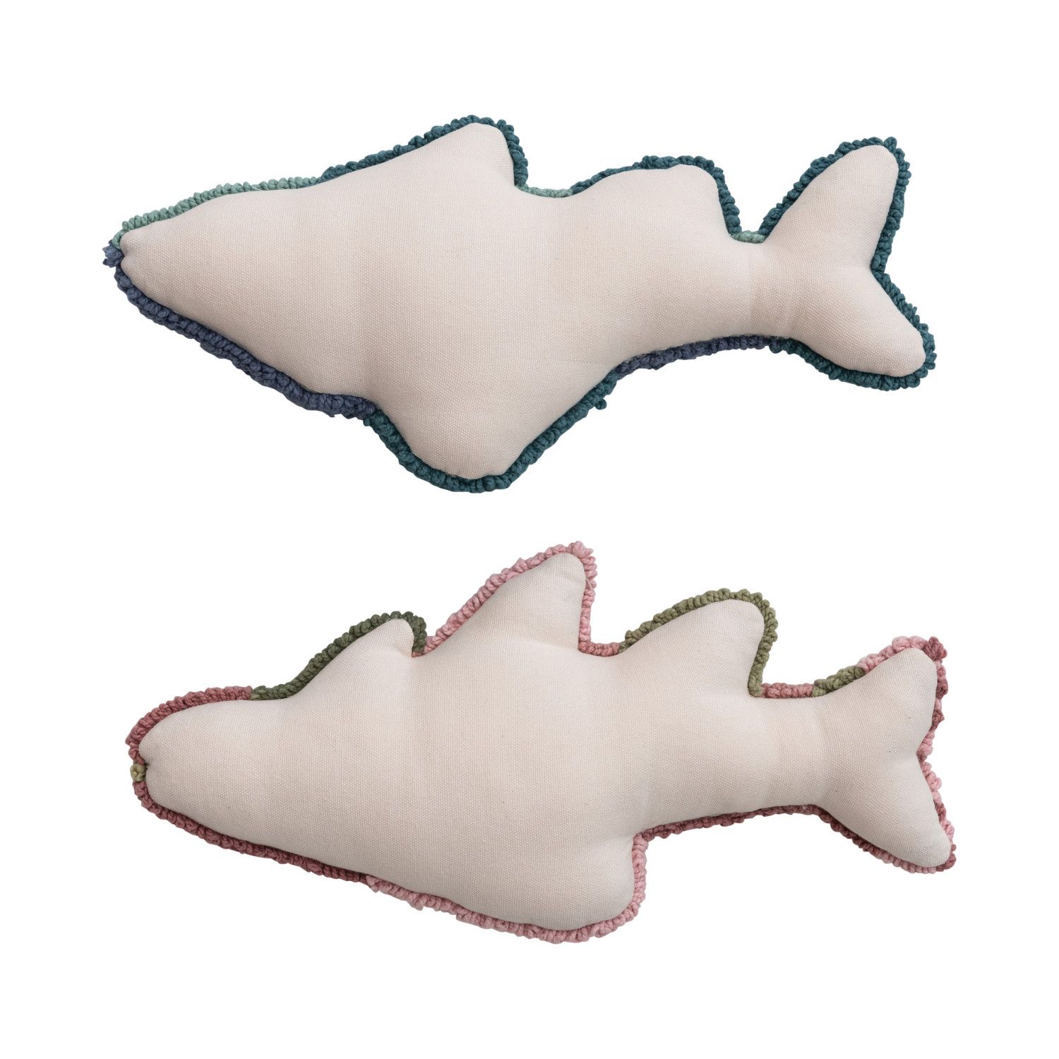 Woven Cotton Fish Shaped Pillow, 2 Styles