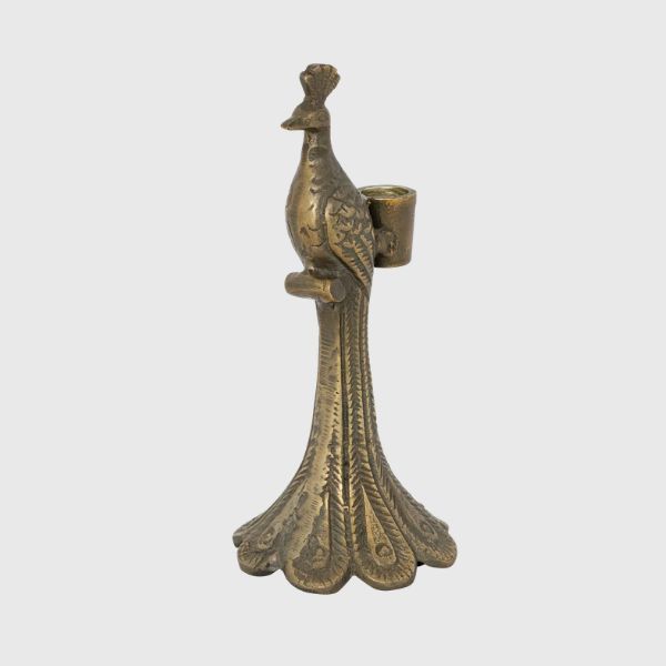 Cast Aluminum Peacock Shaped Taper Holder