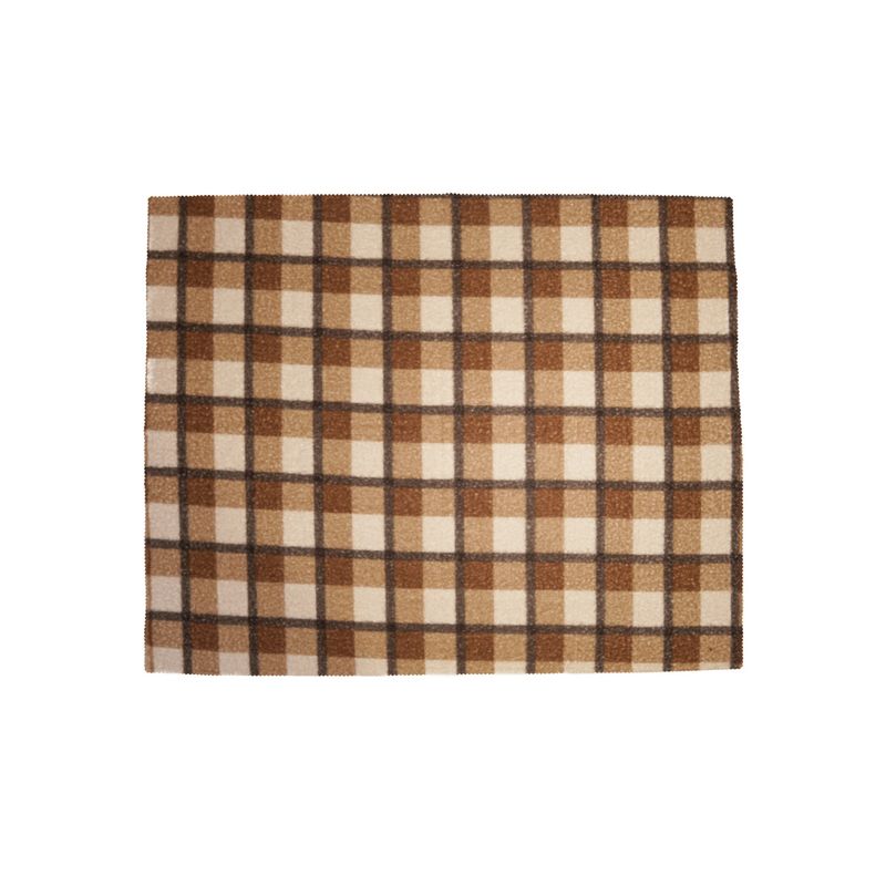 Fabric Throw w/ Plaid Pattern, Brown