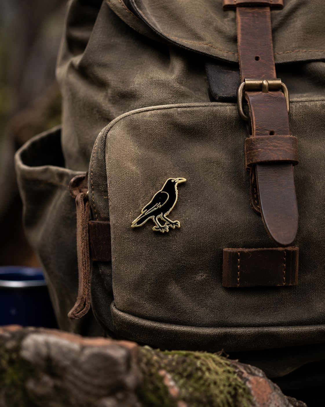Gilded Raven Watch Pin