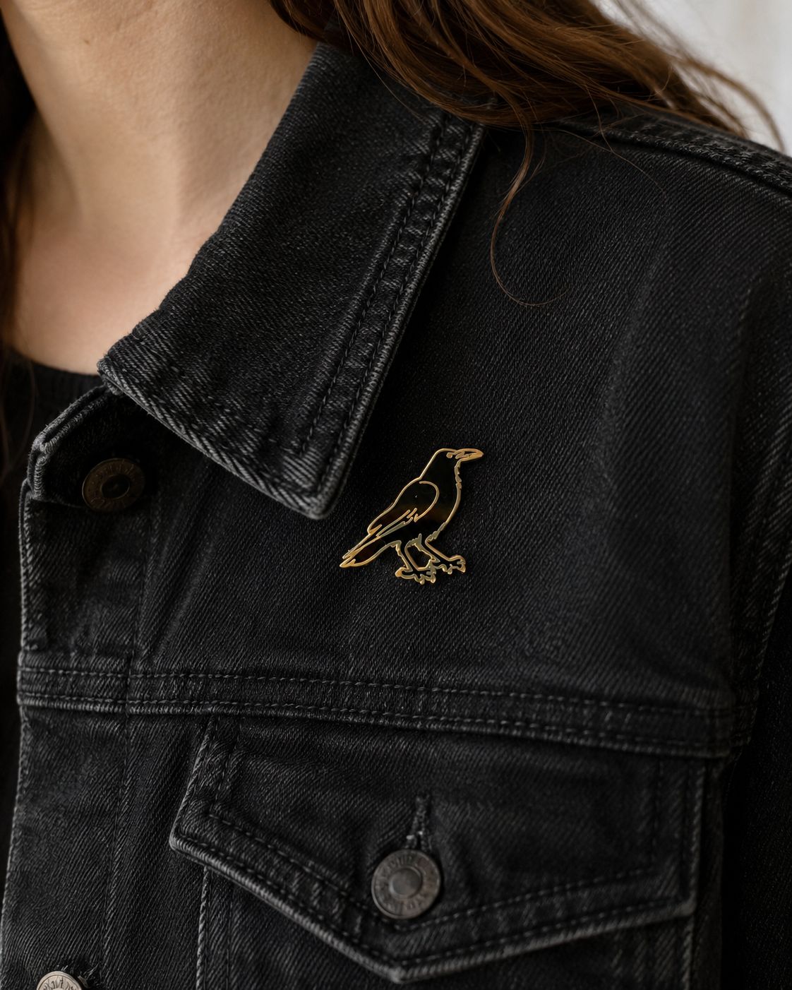 Gilded Raven Watch Pin