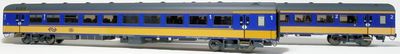 NS 2-delige Set ICRm 1e en 2e Klasse NS 2-delige Set ICRm 1e en 2e Klasse "Amsterdam/Brussel" Passagiersrijtuigen Bpmez10 en Apmz10 Kleur Geel / Blauw Epoche VI