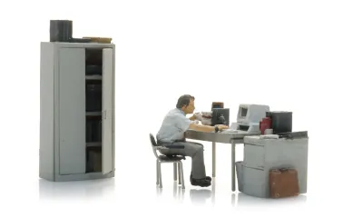 kantoorinterieur met figuur