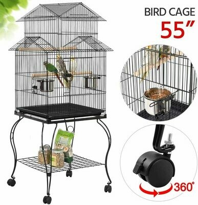 YAHEETECH 55-inch Rolling Standing Triple Roof Top Medium Parrot Cage for Mid-Sized Parrots Cockatiels Sun Parakeets Green Cheek Conures Caique Pet Bird Cage with Detachable Stand YAHEETECH 55-inch Rolling Standing Triple Roof Top Medium Parrot Cage for Mid-Sized Parrots Cockatiels Sun Parakeets Green Cheek Conures Caique Pet Bird Cage with Detachable Stand