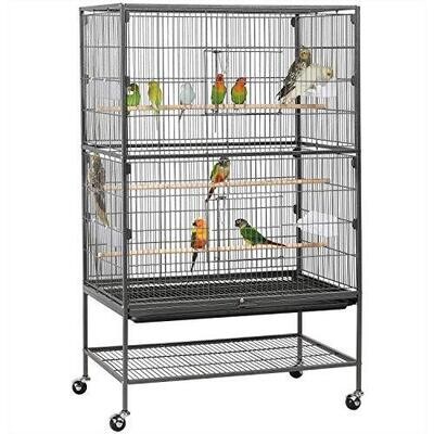 Yaheetech 52-inch Wrought Iron Standing Large Flight King Bird Cage for Cockatiels African Grey Quaker Amazon Sun Parakeets Green Cheek Conures Pigeons Parrot Bird Cage Birdcage with Stand