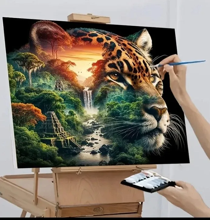 Malen nach Zahlen – „Dschungel Leopard“ | 40×50 cm | DIY Leinwand Set