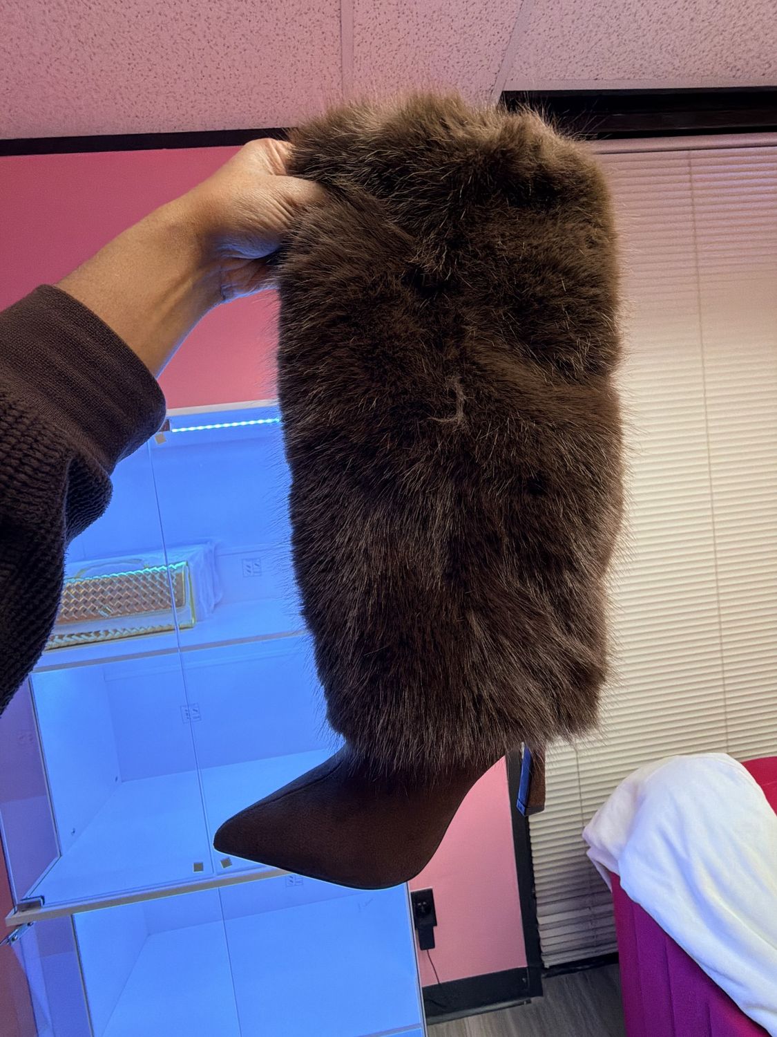 stiletto fur boots