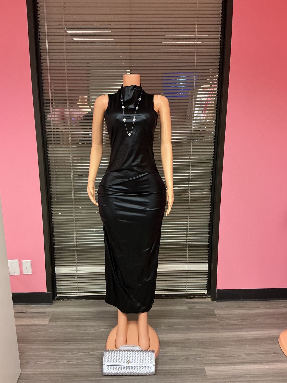 Black fitted maxi dress