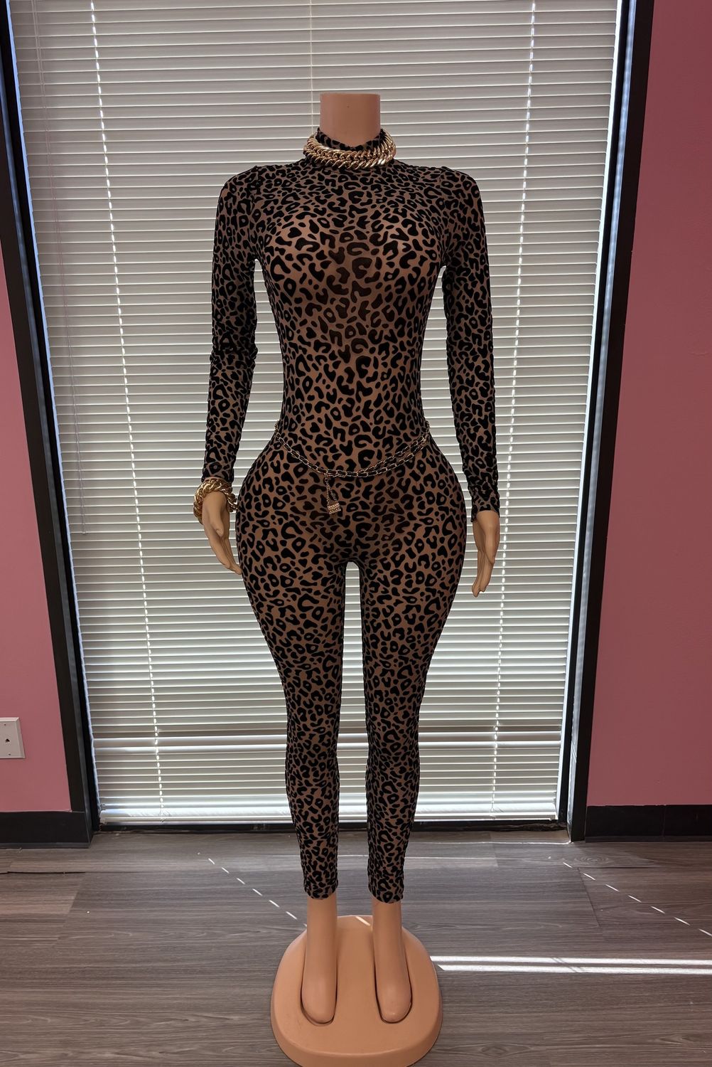 Brown leopard romper