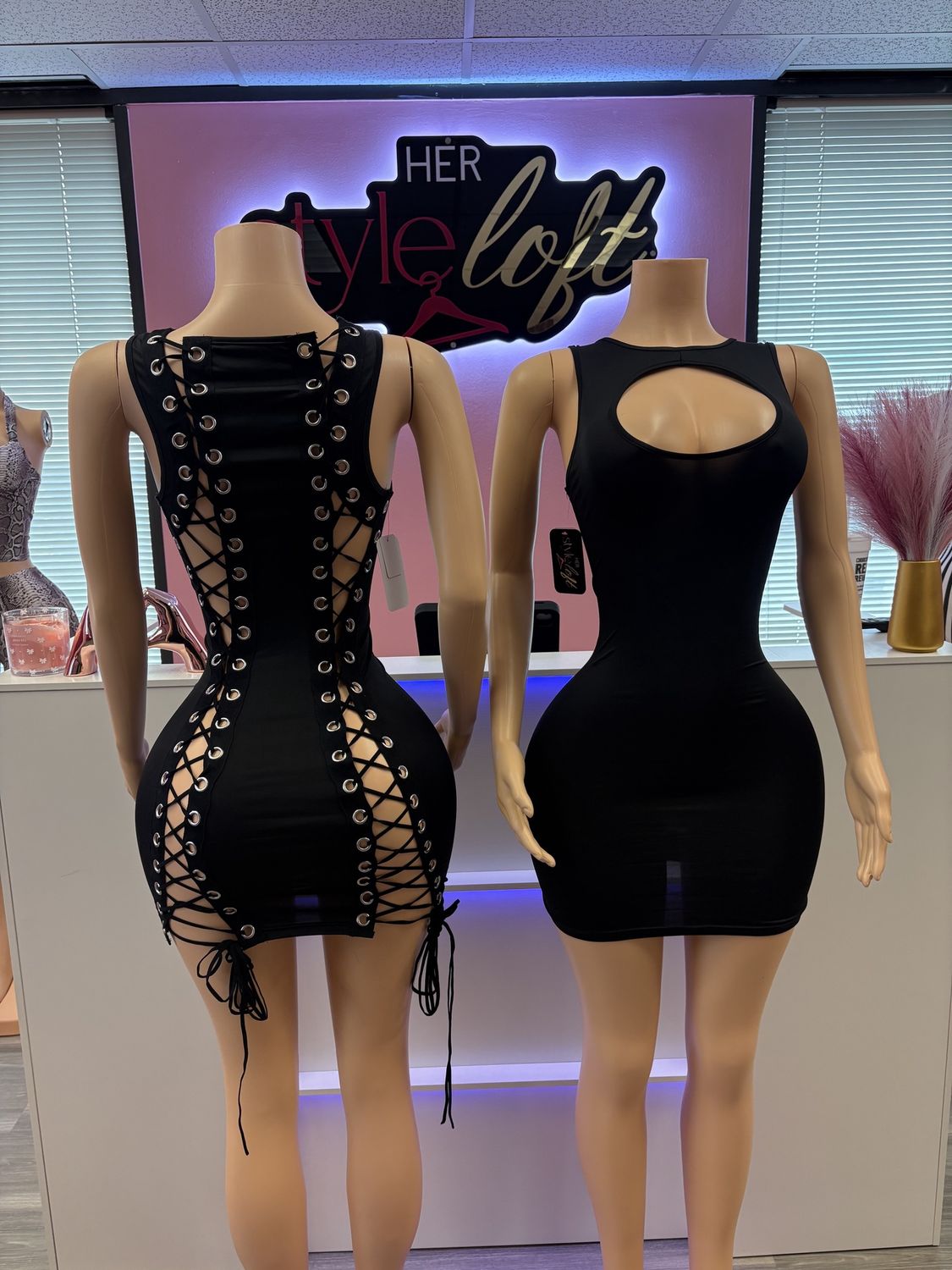 Black backout lace dress
