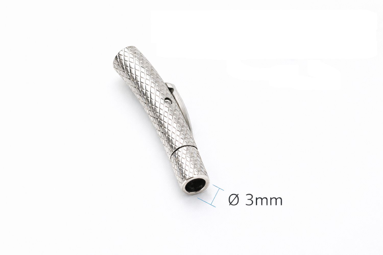Końcówka ze stali nierdzewnej do rzemieni – srebrna – 3mm