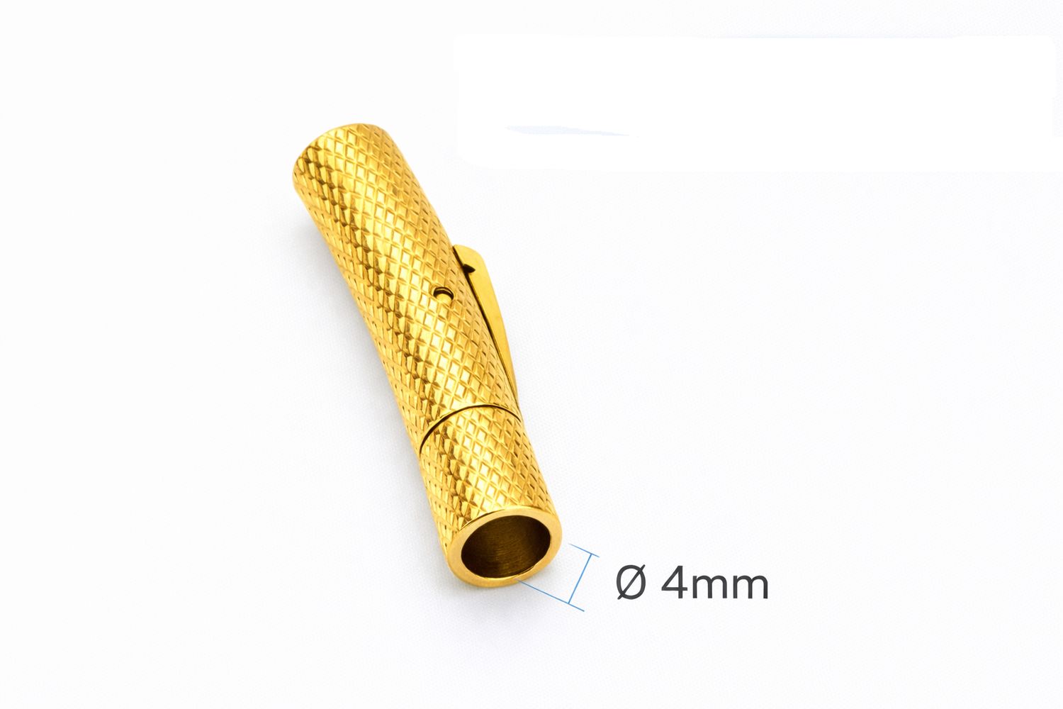 Końcówka ze stali nierdzewnej do rzemieni – złota – 4mm