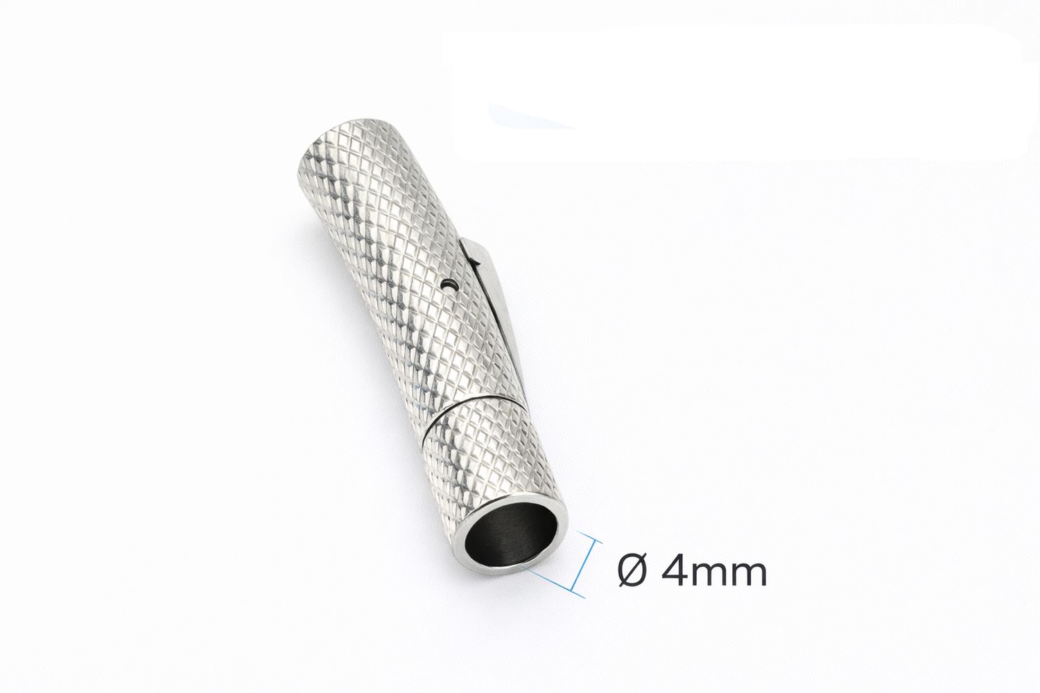 Końcówka ze stali nierdzewnej do rzemieni – srebrna – 4mm