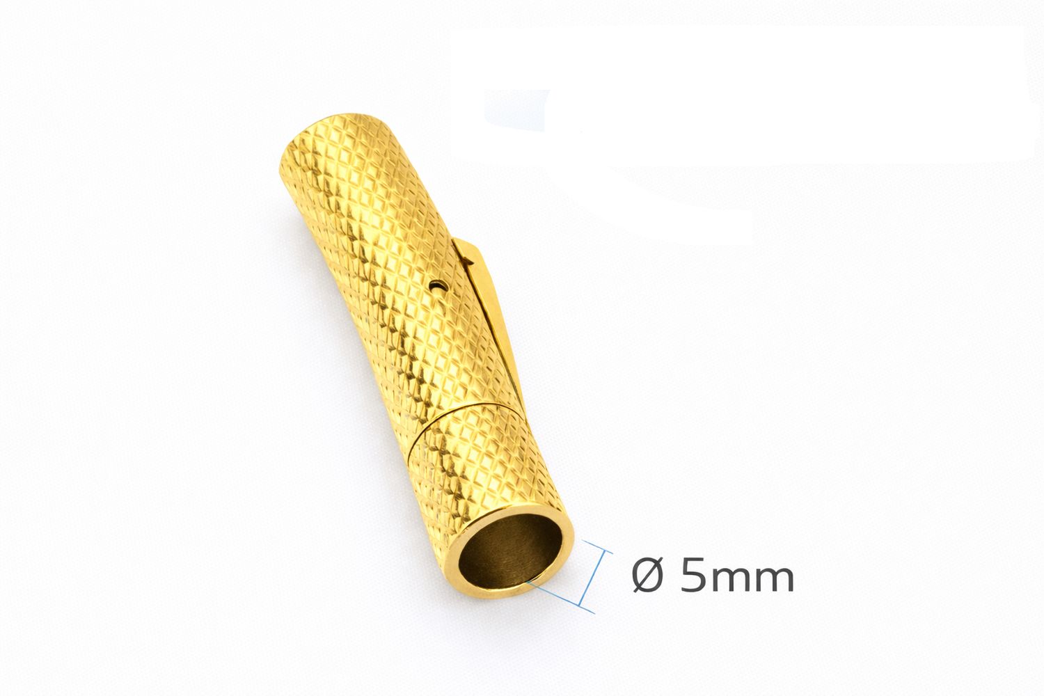 Końcówka ze stali nierdzewnej do rzemieni – złota – 5mm