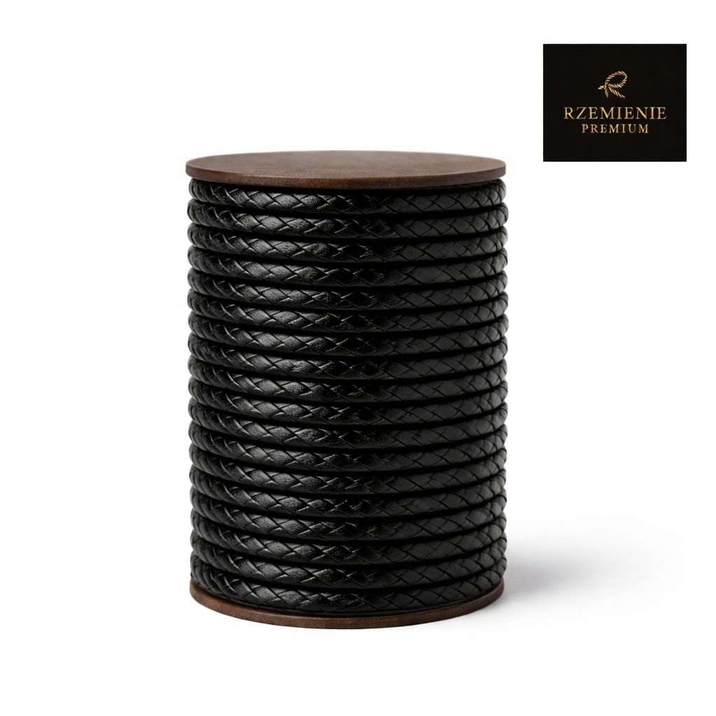 Rzemień Jubilerski pleciony czarny 4 mm klasa PREMIUM
