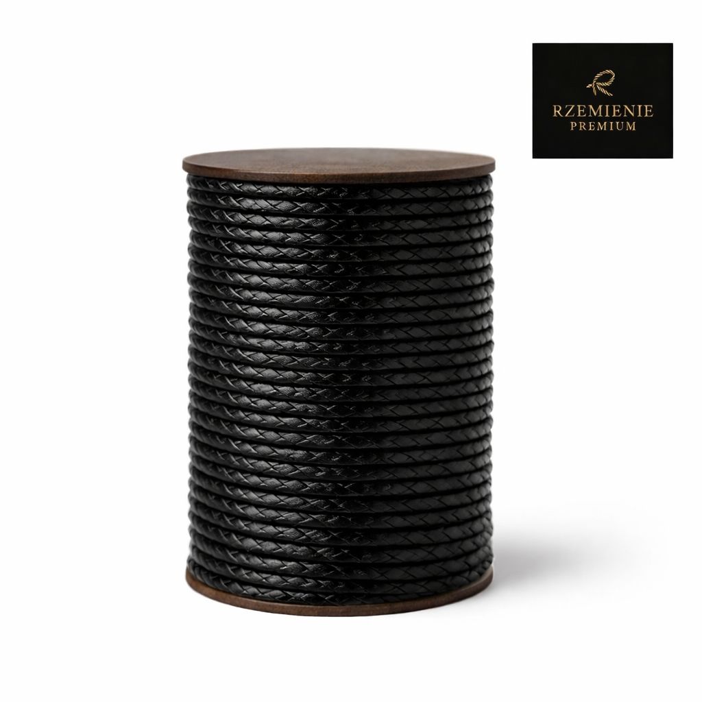 Rzemień Jubilerski pleciony czarny 3 mm klasa PREMIUM
