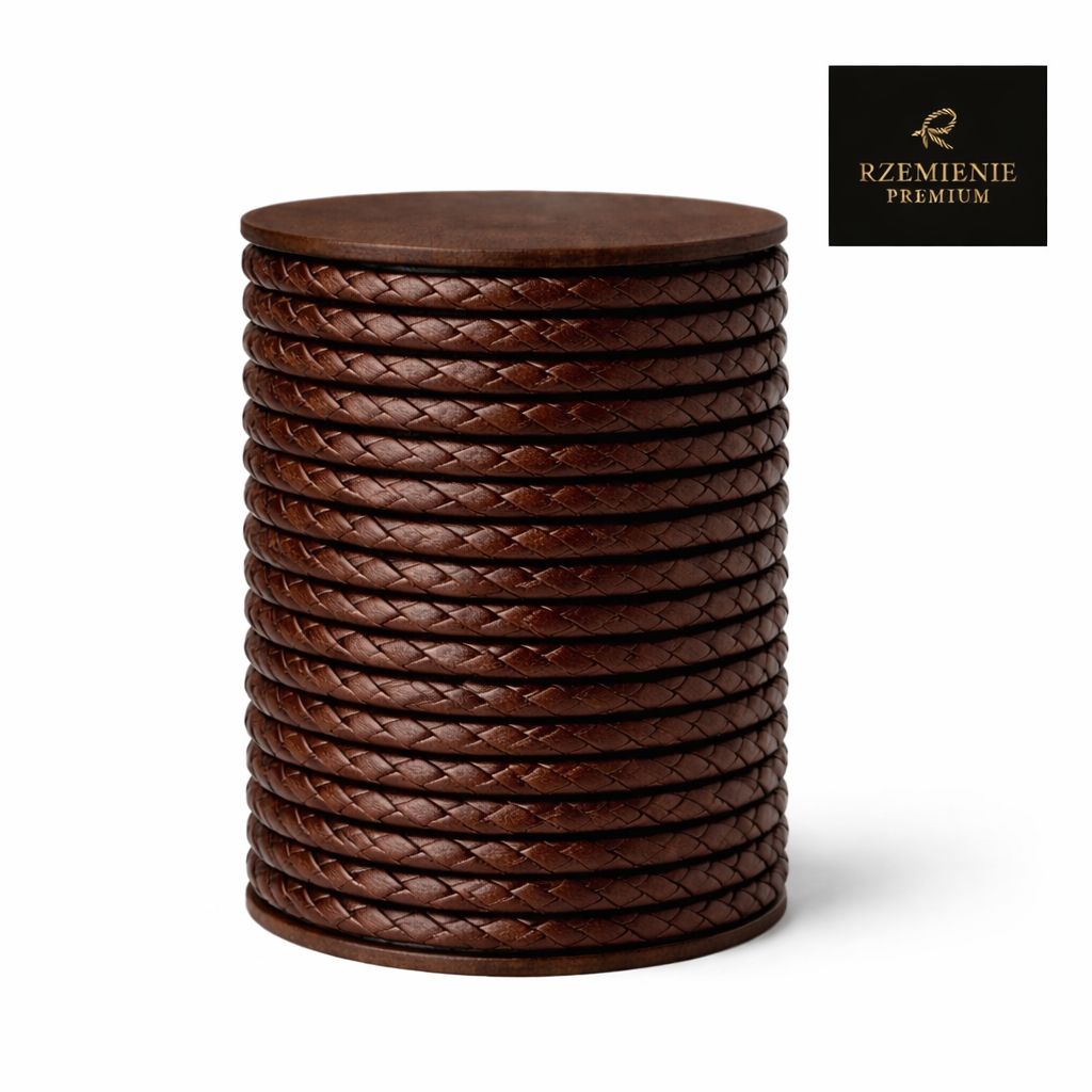 Rzemień Jubilerski pleciony antique red brown 4 mm klasa PREMIUM