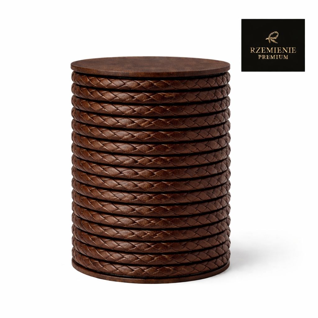 Rzemień Jubilerski pleciony antique red brown 5 mm klasa PREMIUM