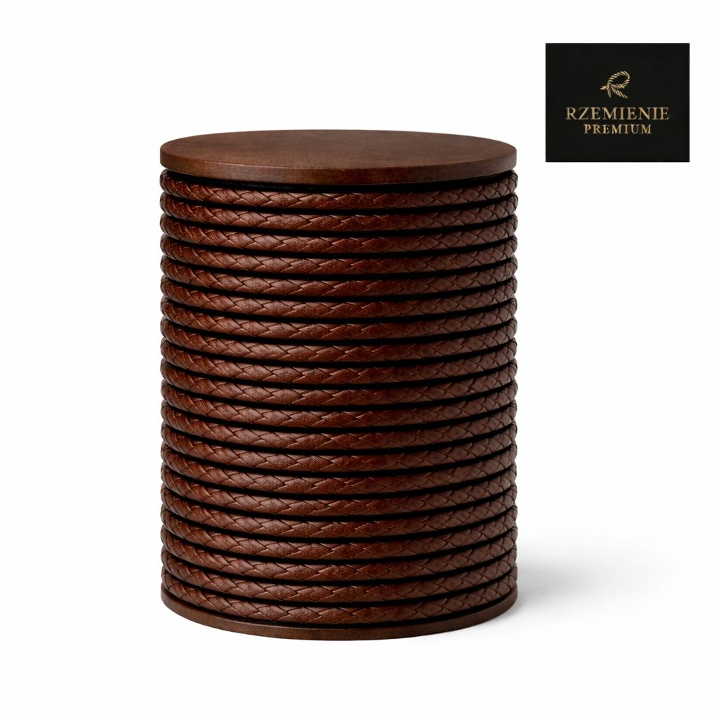 Rzemień Jubilerski pleciony antique red brown 3 mm klasa PREMIUM