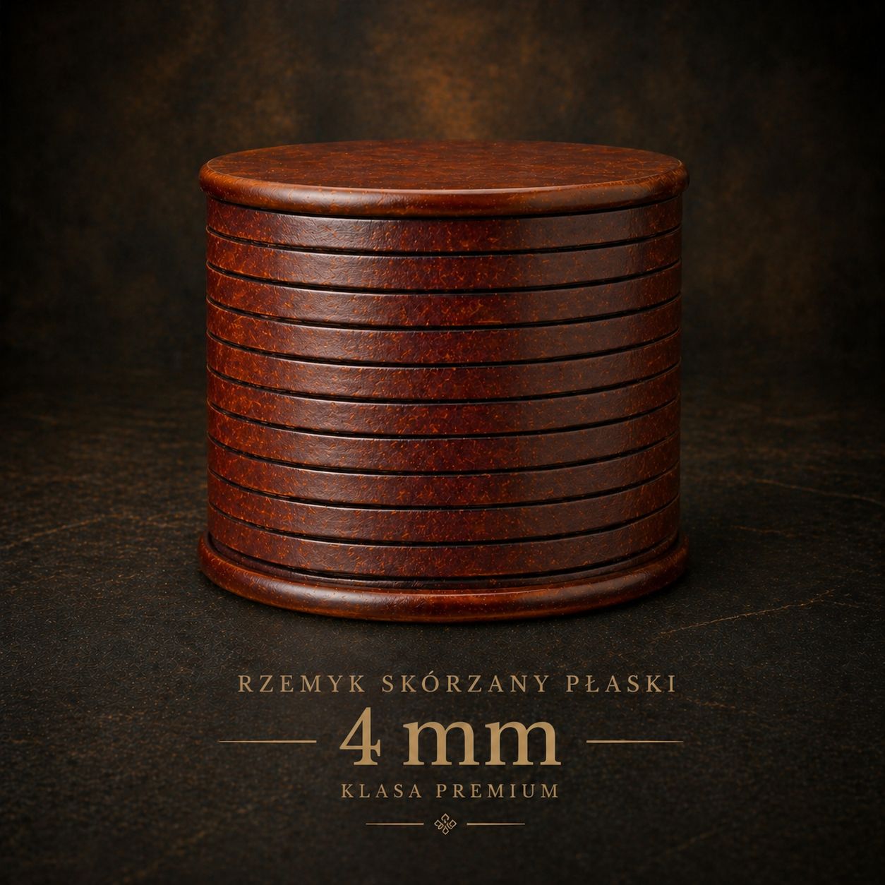 Rzemień Jubilerski płaski Antique Red Brown 4 mm klasa PREMIUM