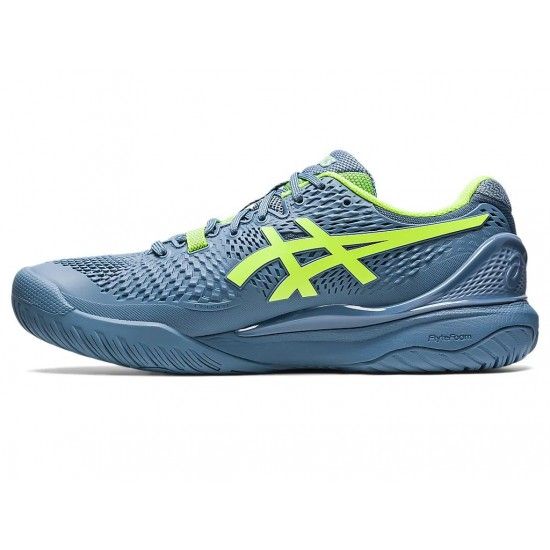 Asics Gel Resolution 9 Steel Blue Hazard Green