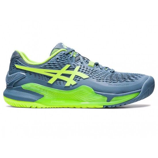 Asics Gel Resolution 9 Steel Blue Hazard Green