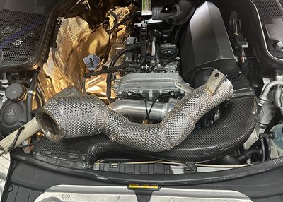 300cell Downpipe with Special Heatshield For Mercedes Benz M264 1.5T-2.0T Right Hand Drive