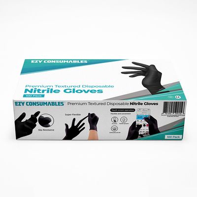 EZY Black Nitrile Powder-Free Disposable Gloves – Heavy Duty 100 pack